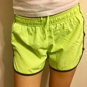 Neon yellow running shorts